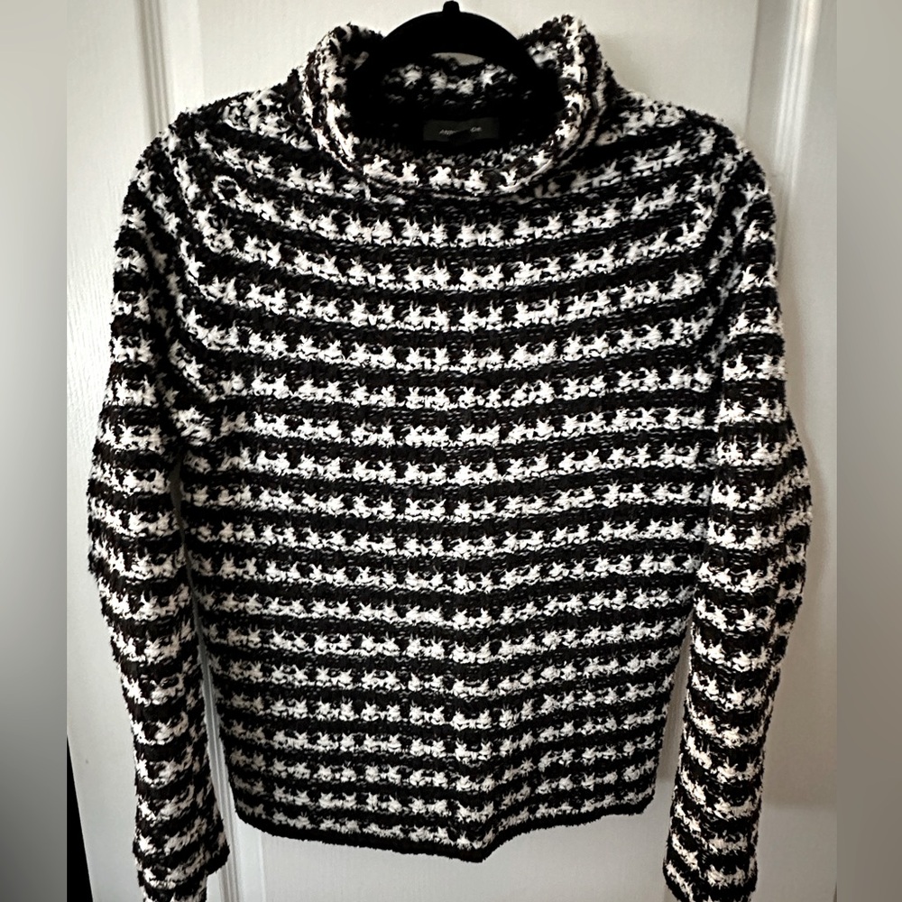 ANN TAYLOR Tweed Mock/Funnel Neck Sweater